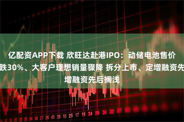 亿配资APP下载 欣旺达赴港IPO：动储电池售价半年大跌30%、大客户理想销量骤降 拆分上市、定增融资先后搁浅