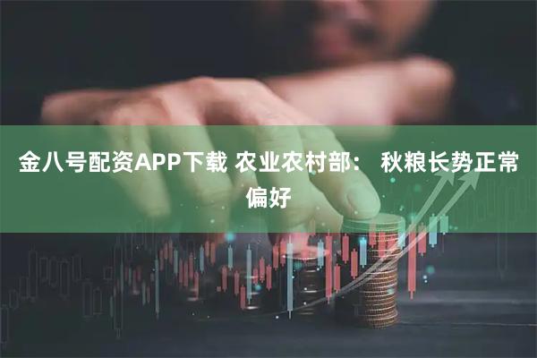 金八号配资APP下载 农业农村部： 秋粮长势正常偏好