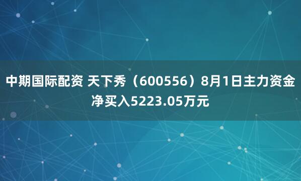 中期国际配资 天下秀（600556）8月1日主力资金净买入5223.05万元