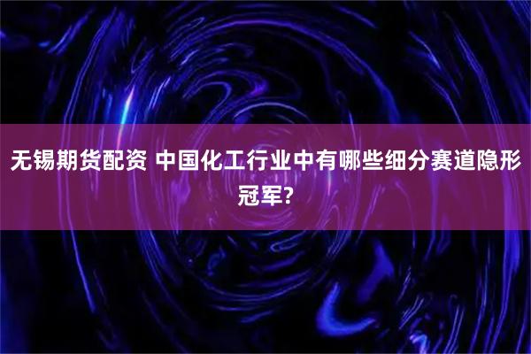 无锡期货配资 中国化工行业中有哪些细分赛道隐形冠军?