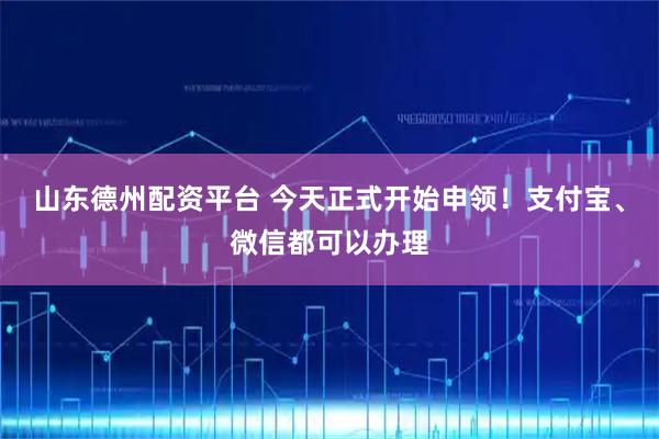 山东德州配资平台 今天正式开始申领！支付宝、微信都可以办理