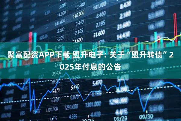 聚富配资APP下载 盟升电子: 关于“盟升转债”2025年付息的公告